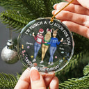 Christmas,Gift For Bestie,Happy - Right In The Throat Funny Besties - Personalized Circle Glass Ornament