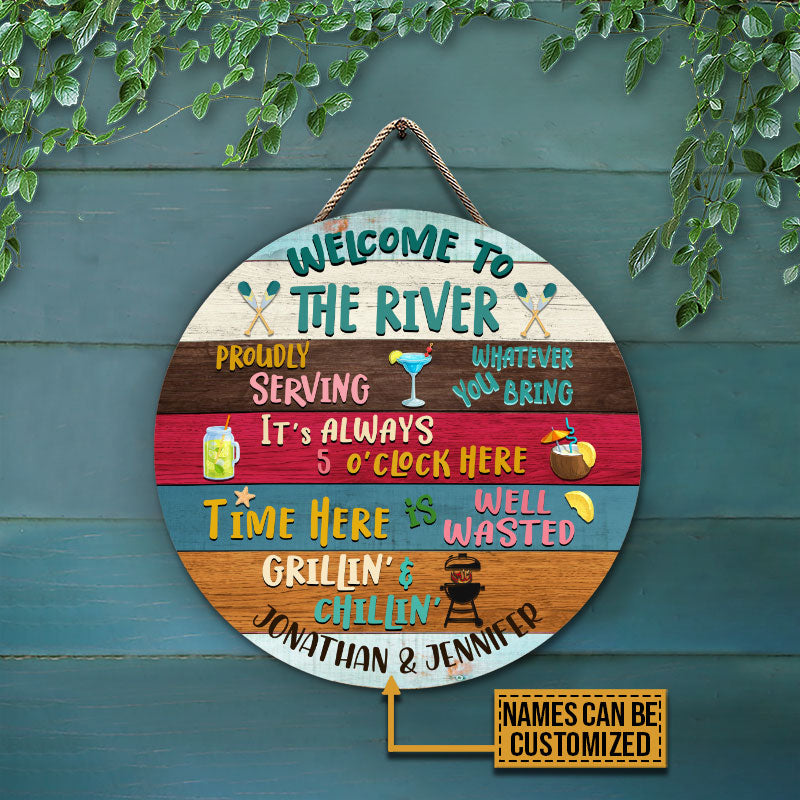 River House Welcome Proudly Custom Wood Circle Sign