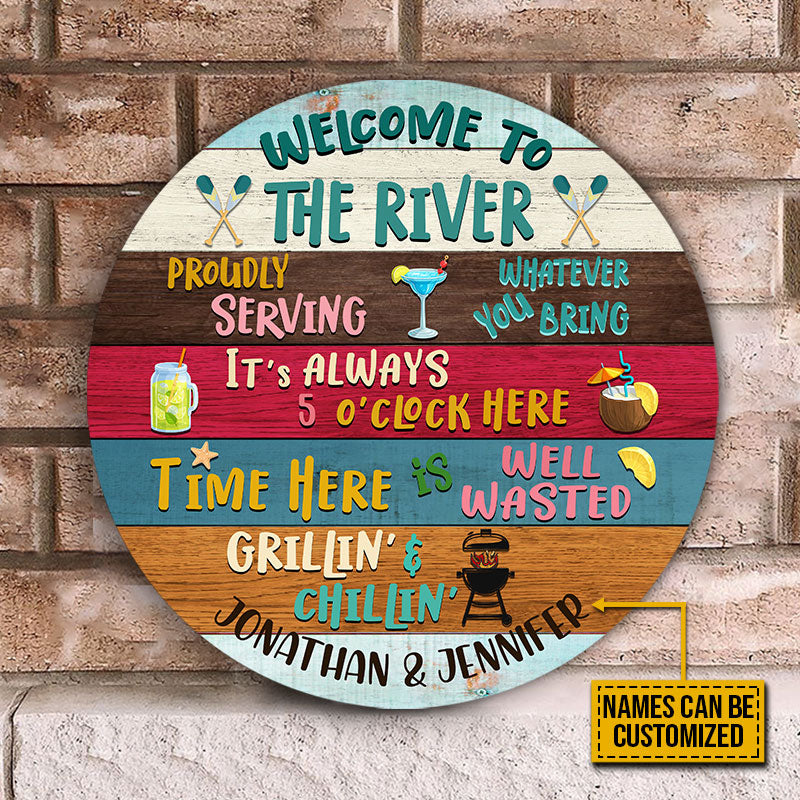 River House Welcome Proudly Custom Wood Circle Sign