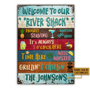 River Shack Welcome Proudly Serving Custom Classic Metal Signs, Fun Sign For The River Home