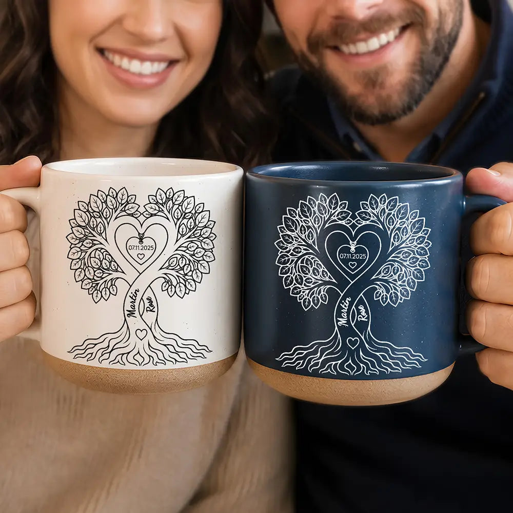 Romantic Couple Heart Tree - Personalized Pottery Mug