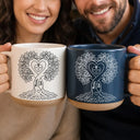 Anniversary,Romantic,Gift For Couples,Custom Text - Romantic Couple Heart Tree - Personalized Pottery Mug