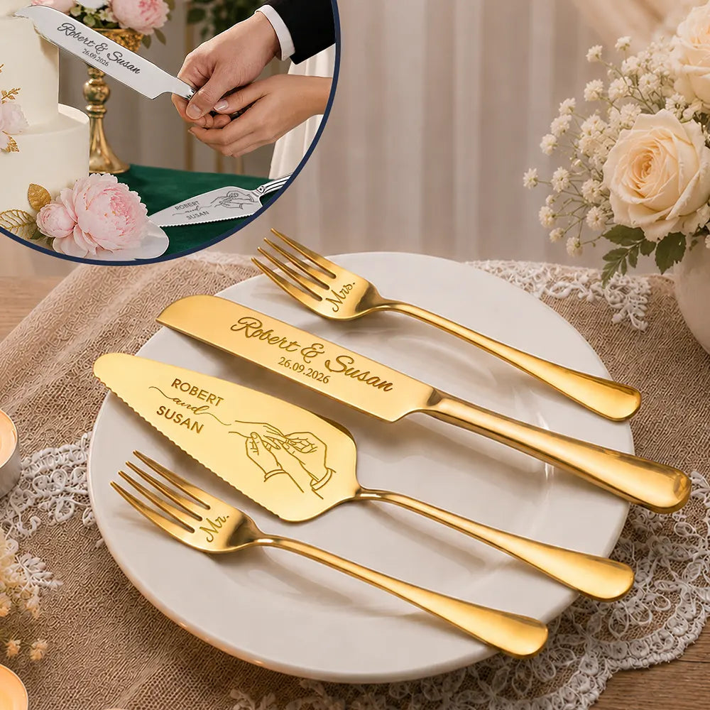 Romantic, Gift For Couples, Wedding, Icon - Romantic Couple Wedding Icon - Personalized Cake Cutting Set