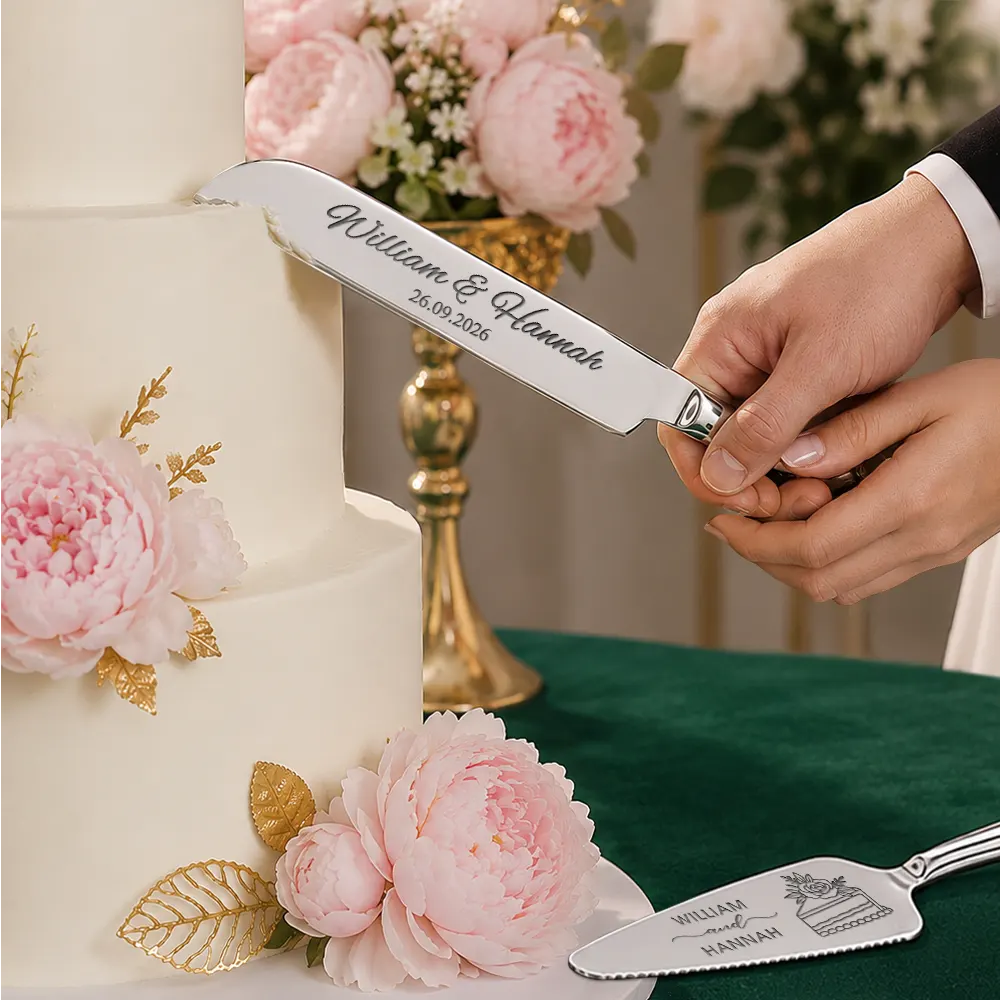 Romantic, Gift For Couples, Wedding, Icon - Romantic Couple Wedding Icon - Personalized Cake Cutting Set
