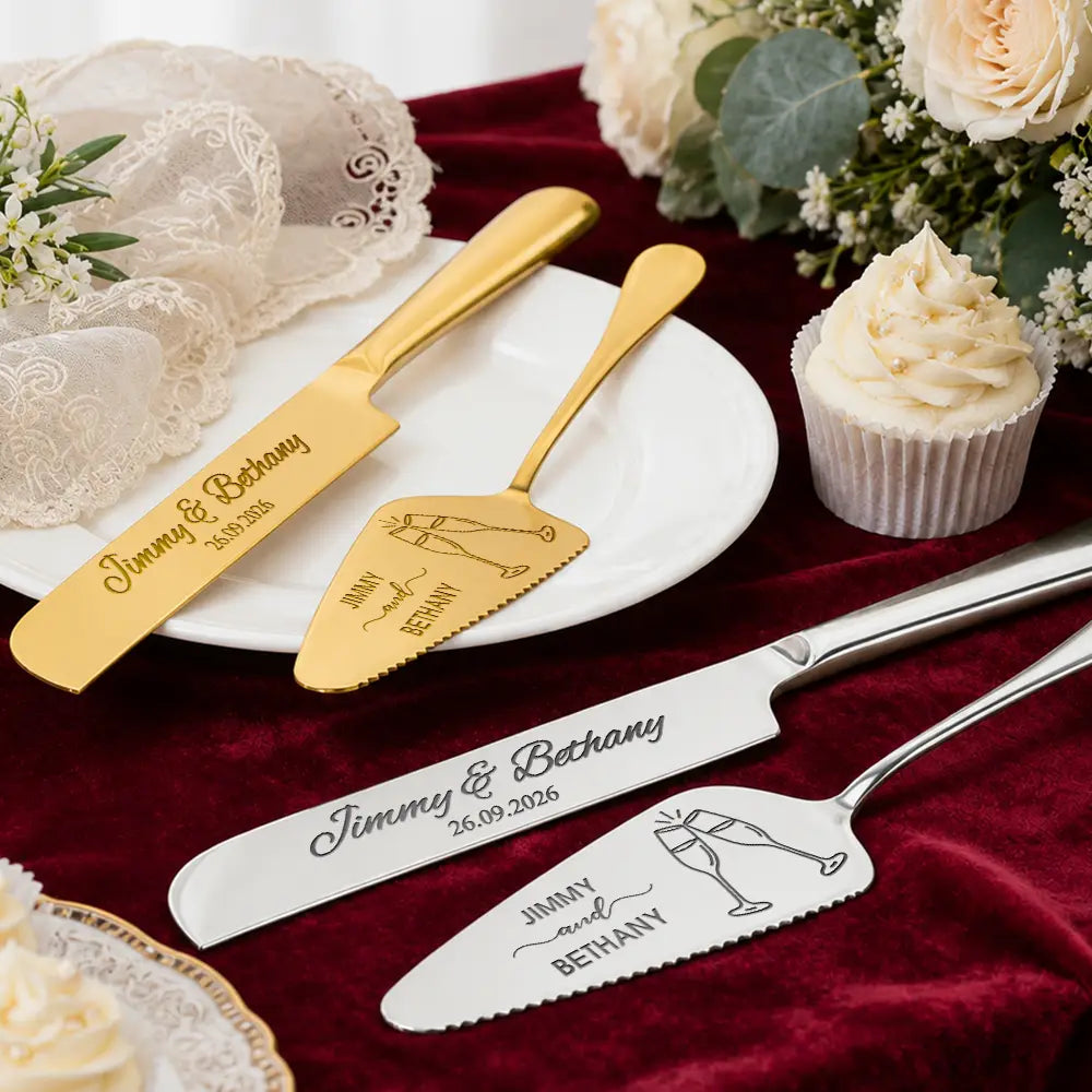 Romantic, Gift For Couples, Wedding, Icon - Romantic Couple Wedding Icon - Personalized Cake Cutting Set