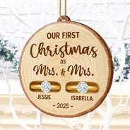 Happy,Christmas,Gift For Couples,Married ,Engaged - Rustic Keepsake For Our First Season Of Forever - Personalized Custom Shaped Wooden Ornament