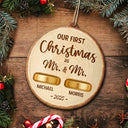 Happy,Christmas,Gift For Couples,Married ,Engaged - Rustic Keepsake For Our First Season Of Forever - Personalized Custom Shaped Wooden Ornament