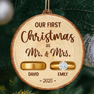 Happy,Christmas,Gift For Couples,Married ,Engaged - Rustic Keepsake For Our First Season Of Forever - Personalized Custom Shaped Wooden Ornament