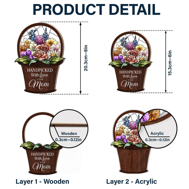 Wander Prints Gift For Mom - Handpicked With Love Window Hanging Suncatcher Ornament - Mother’s Day, Birthday Gift AZCS