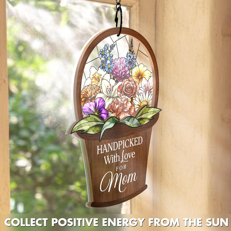 Wander Prints Gift For Mom - Handpicked With Love Window Hanging Suncatcher Ornament - Mother’s Day, Birthday Gift AZCS