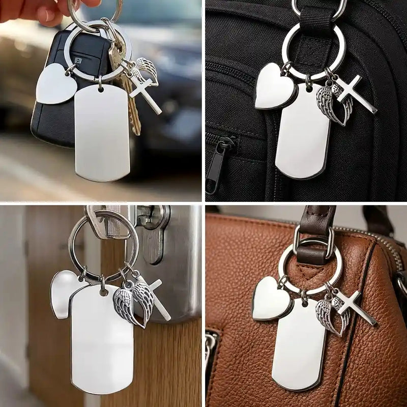 Pet Lovers,Pet Mom,Pet Dad,Pet Couple,Memorial,Non-Eng,Photo,Sympathetic - Custom Photo Dog Cat Portrait Art - Personalized Stainless Steel Keychain