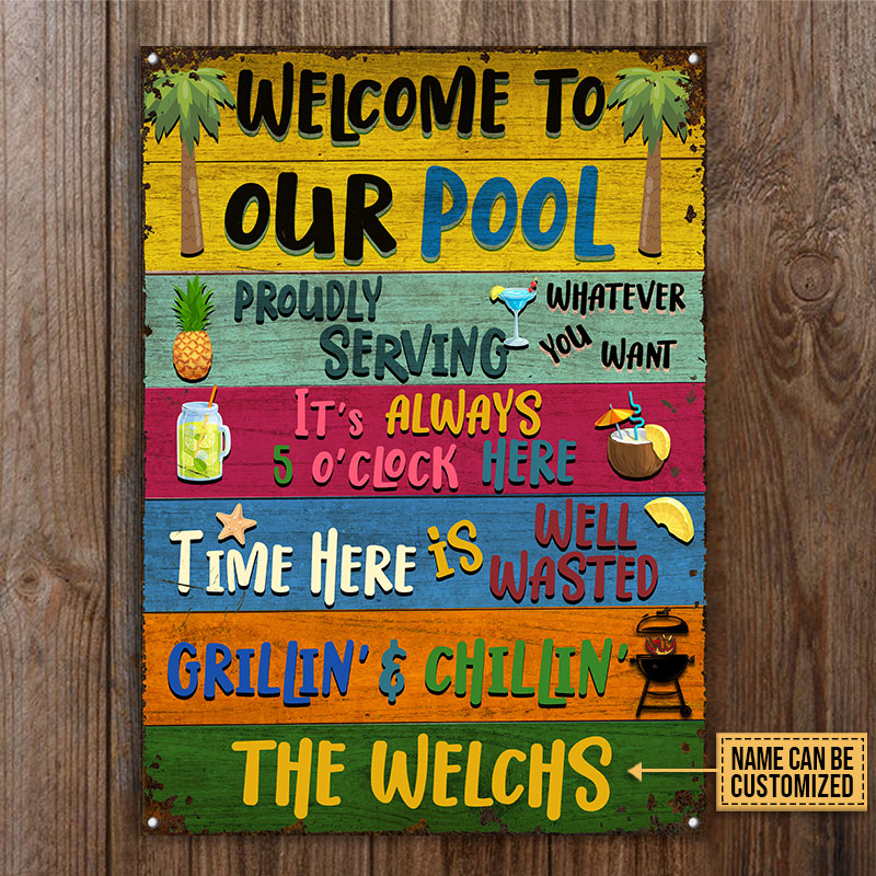 Swimming Pool Whatever You Want Custom Classic Metal Signs, Pool Decor, Outdoor Decorating Ideas