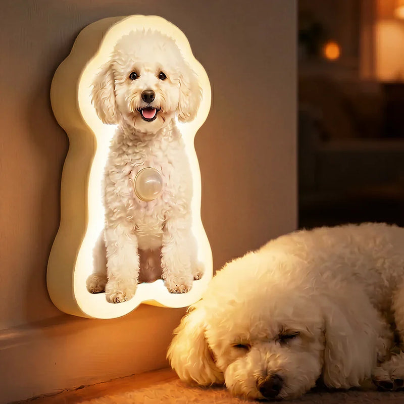 Pet Lovers,Pet Mom,Pet Dad,Gift For Yourself,Gift For Men,Gift For Women,Happy,Photo,Playful - Custom Photo Cute Funny Dog Cat - Personalized Motion Sensor Night Light
