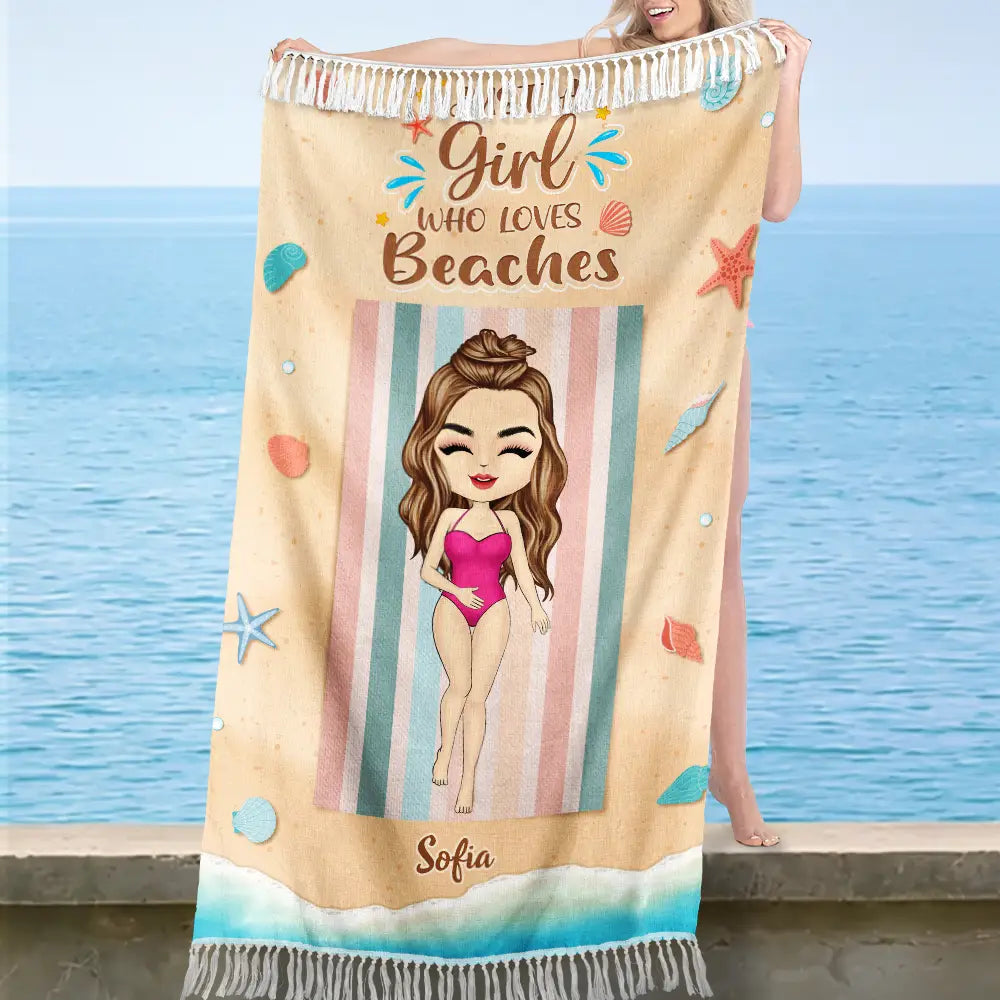 Gift For Yourself, Gift For Women, Summer, Travel, Happy - Salty Lil Beach Summer Vacation - Personalized Turkish Beach Towel