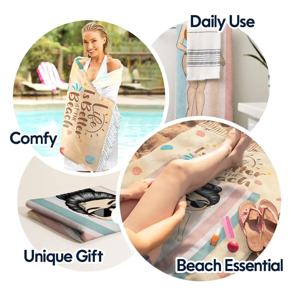 Gift For Yourself, Gift For Women, Summer, Travel, Happy - Salty Lil Beach Summer Vacation - Personalized Turkish Beach Towel