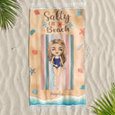 Gift For Yourself, Gift For Women, Summer, Travel, Happy - Salty Lil Beach Summer Vacation - Personalized Turkish Beach Towel