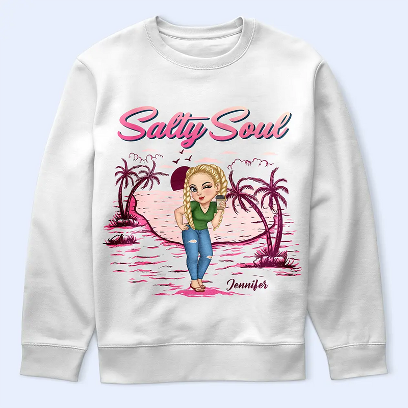 Gift For Women, Gift For Yourself, Summer, Beach, Happy - Salty Soul Summer Girl - Personalized T Shirt