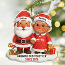 Christmas,Gift For Couples,Old Couples,Gift For Husband,Gift For Wife,Love - Santa Couple Growing Old Together - Personalized Custom Shaped Acrylic Ornament