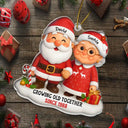 Christmas,Gift For Couples,Old Couples,Gift For Husband,Gift For Wife,Love - Santa Couple Growing Old Together - Personalized Custom Shaped Acrylic Ornament