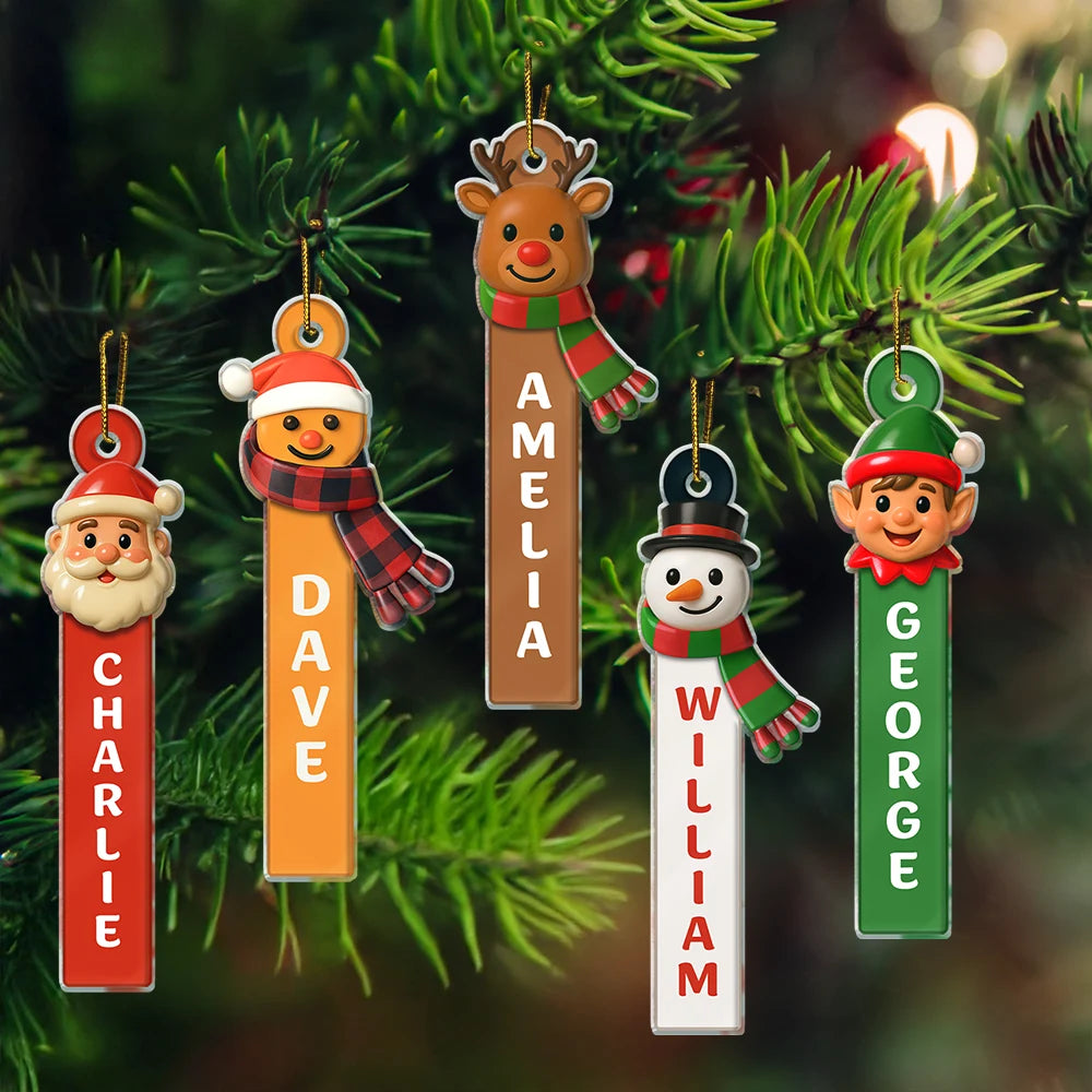 Christmas,Family,Gift For Yourself,Non-Eng - Santa Snowman Elf Christmas Scrabble - Personalized Custom Shaped Acrylic Ornament