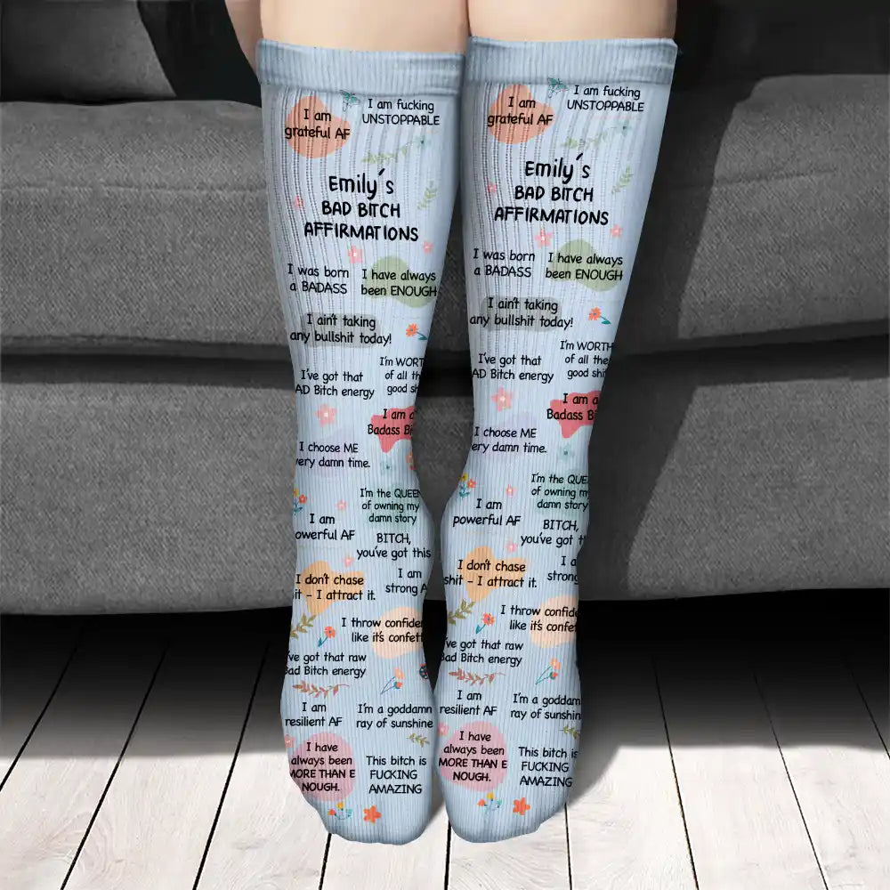 Top Market, Christmas, Humorous, Gift For Yourself, Gift For Women, Icon - Sassy Girl Daily Affirmation Gift For Her, Bestie, Colleagues - Personalized Socks