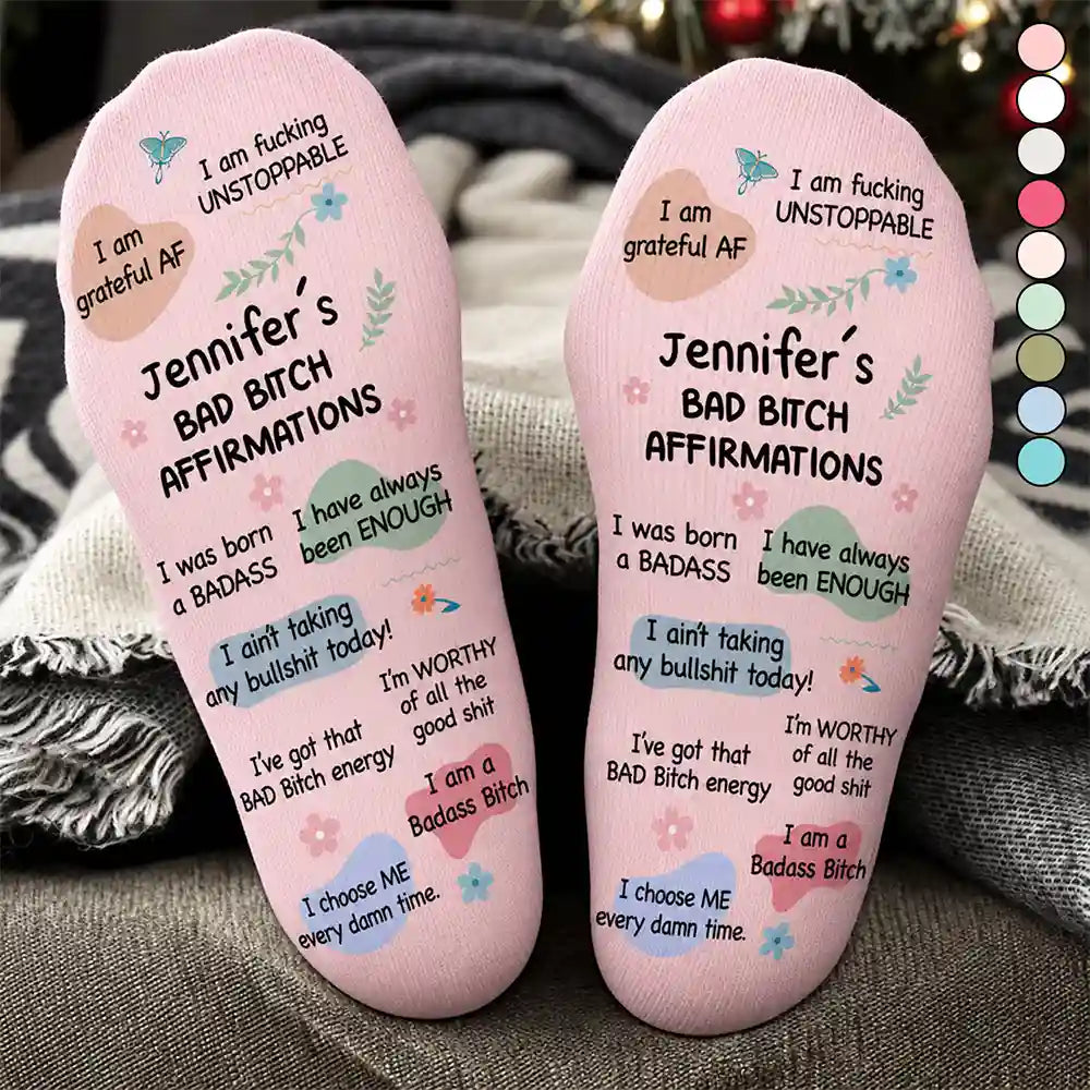 Top Market, Christmas, Humorous, Gift For Yourself, Gift For Women, Icon - Sassy Girl Daily Affirmation Gift For Her, Bestie, Colleagues - Personalized Socks