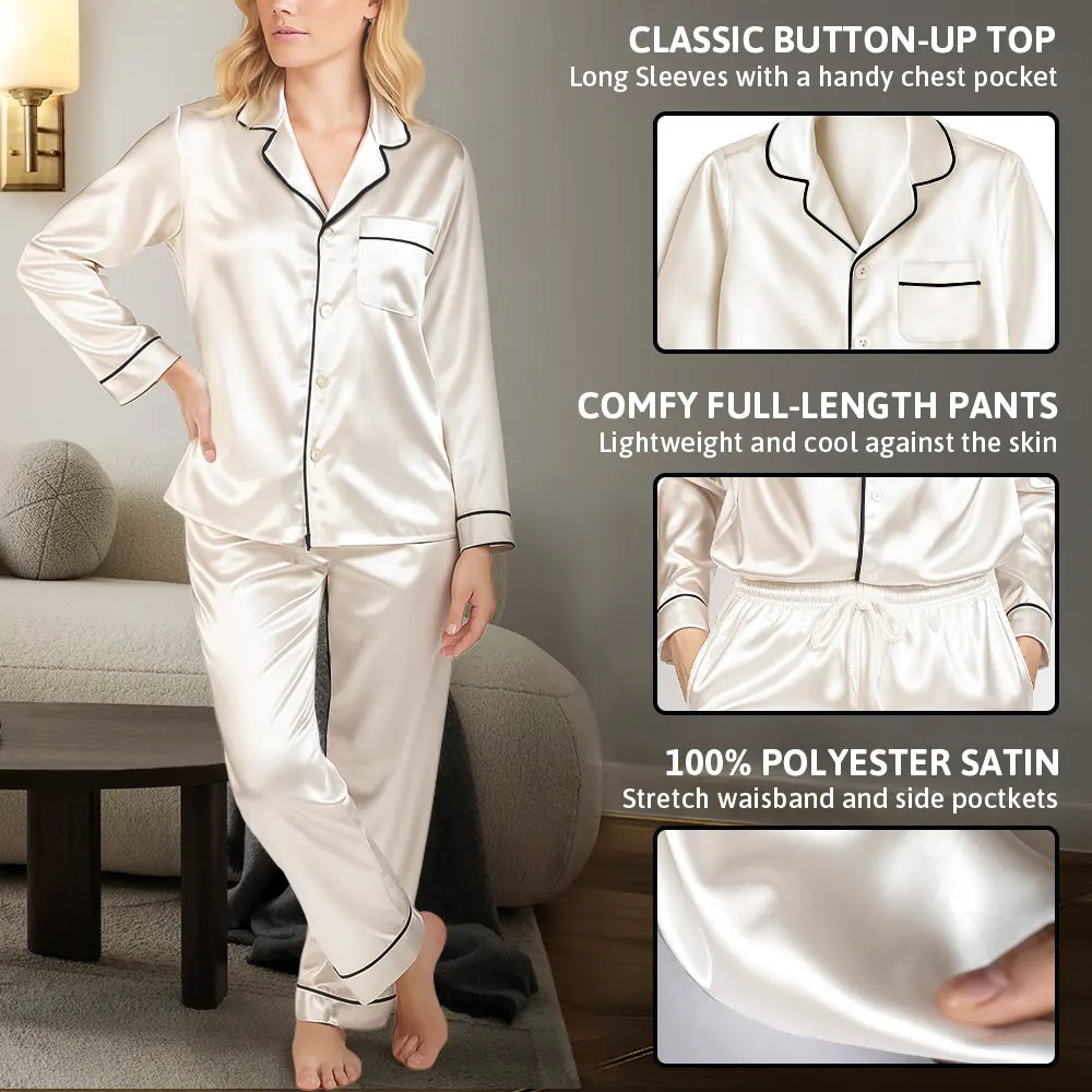 Funny, Gift For Couples, Gift For Wife, Gift For Girlfriend, Gift For Women - Custom Photo Funny I Love My Husband US Flag - Personalized Satin Pajama Set