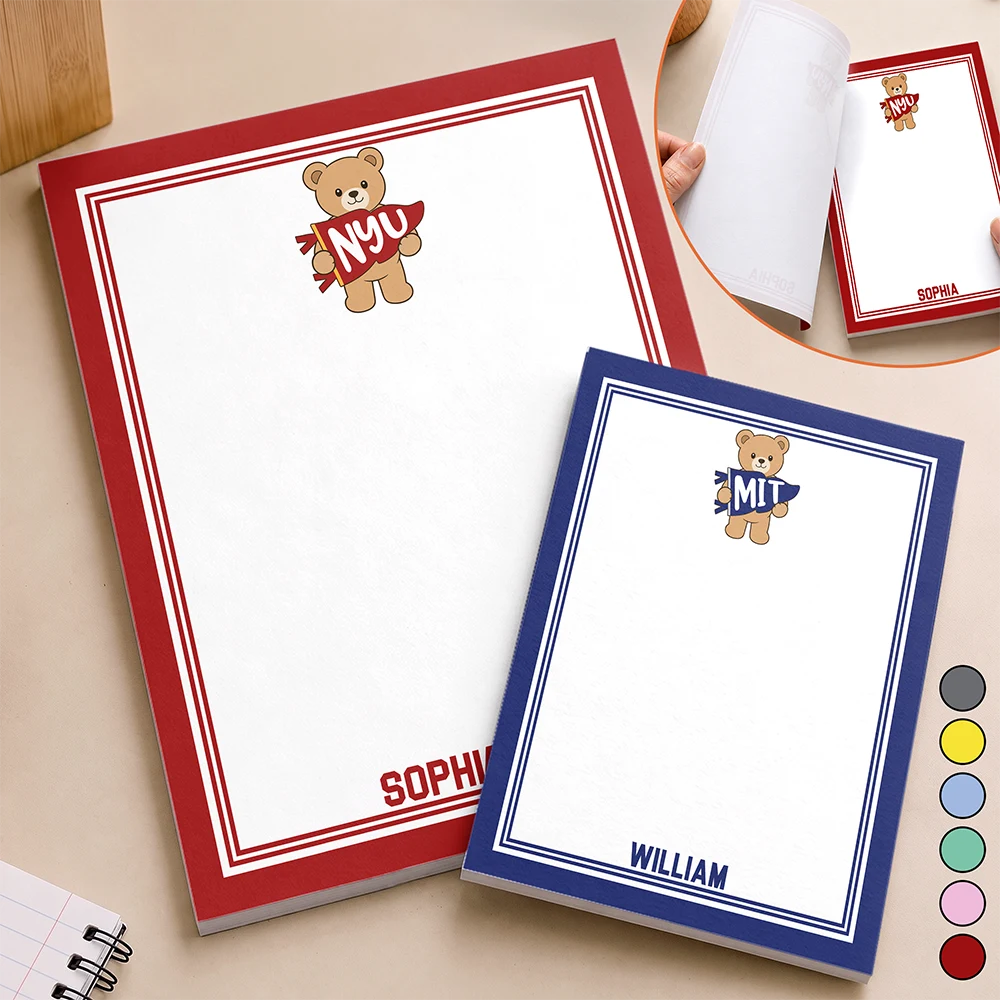 School Abbreviation Bear Pennant - Personalized Notepad