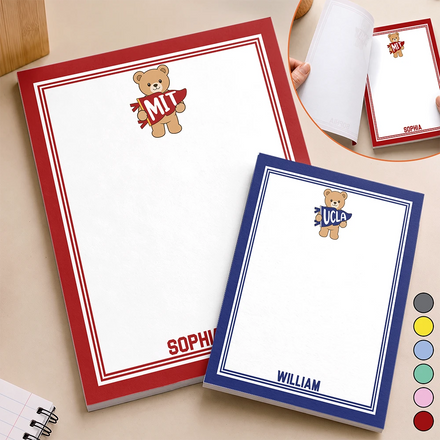 School Abbreviation Bear Pennant - Personalized Notepad