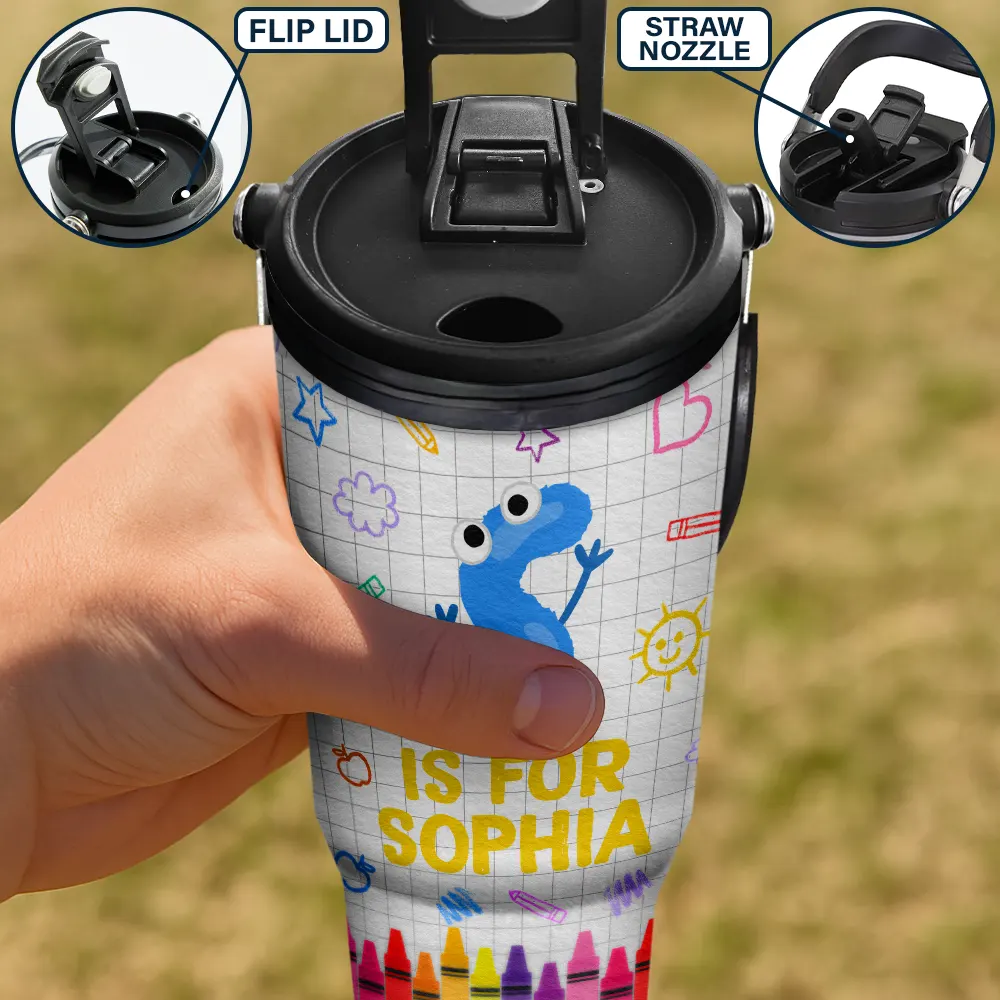 School Kid's Name - Personalized 30oz Tumbler With Handle