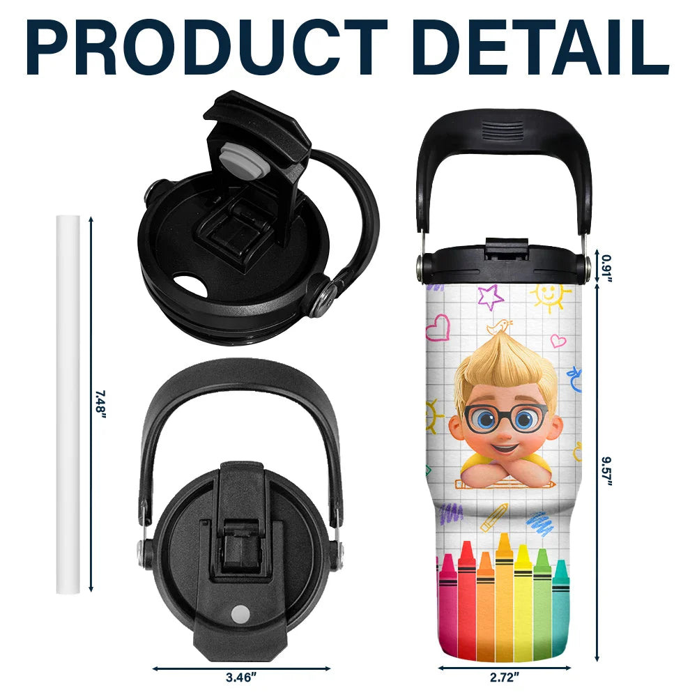 School Kid's Name - Personalized 30oz Tumbler With Handle