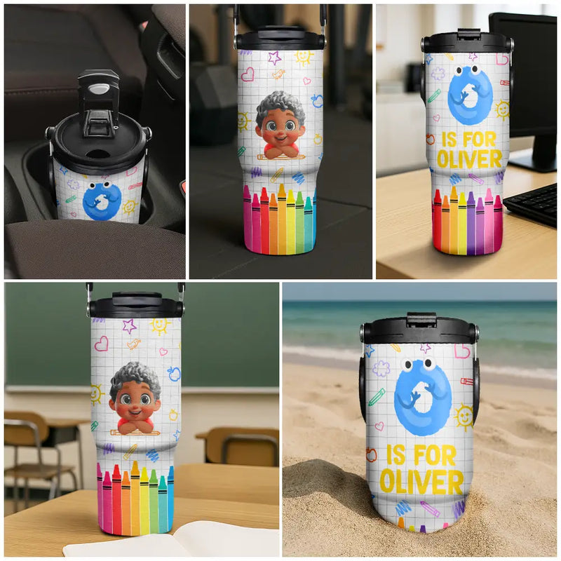 School Kid's Name - Personalized 30oz Tumbler With Handle