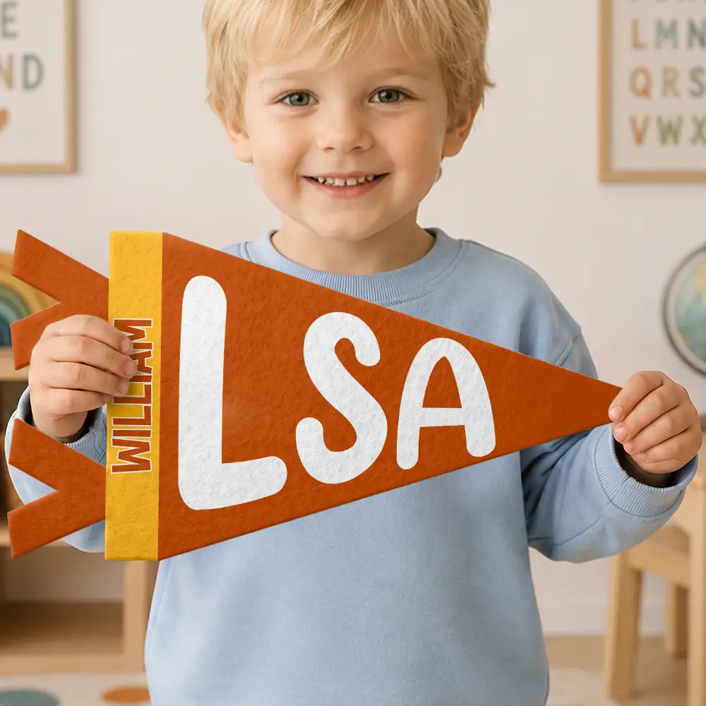 Back To School,Proud,Gift For Yourself,Warp Text - School Name - Personalized Pennant