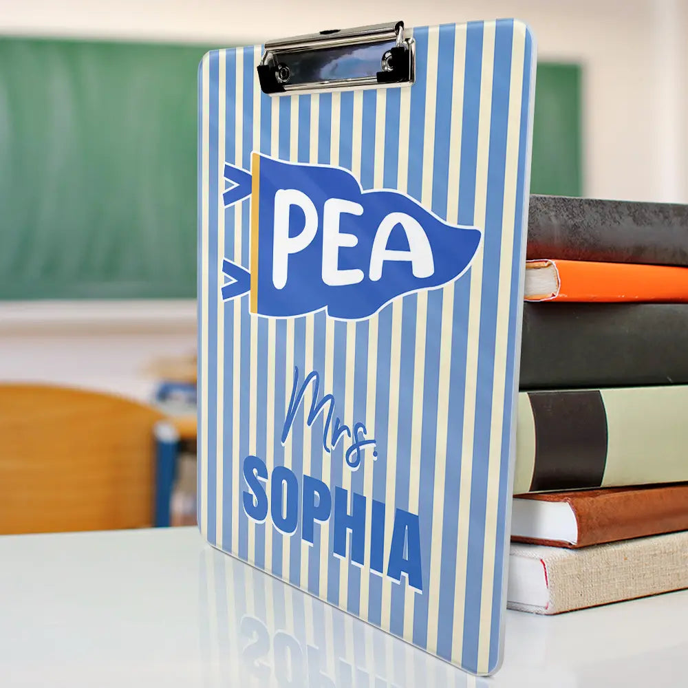 Back To School,Teacher,Proud,Warp Text - School Pennant Flag - Personalized Acrylic Clipboard