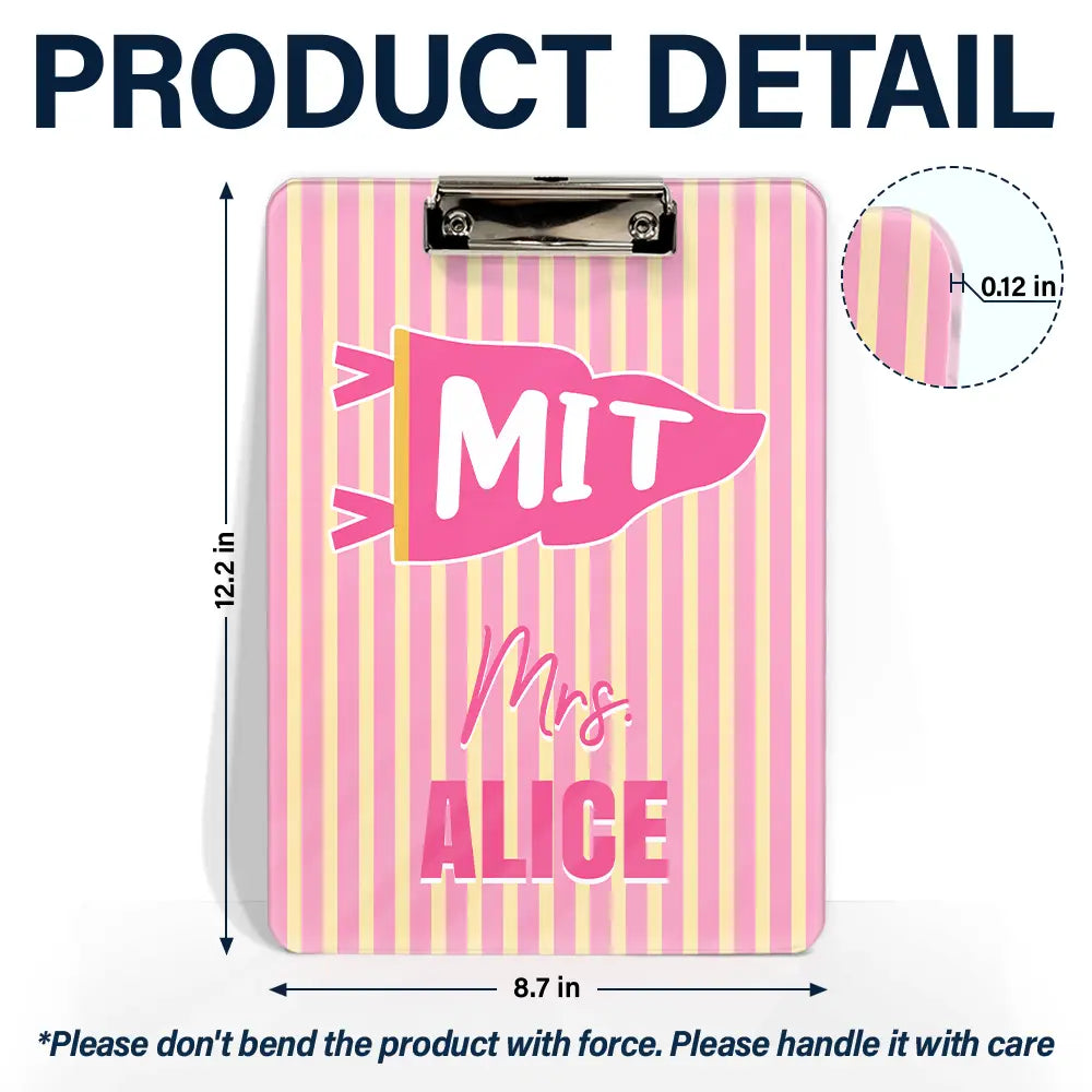 Back To School,Teacher,Proud,Warp Text - School Pennant Flag - Personalized Acrylic Clipboard