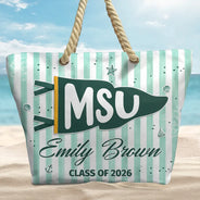 Gift For Bestie,Gift For Yourself,Gift For Women,Non-Eng,Warp Text,Proud - School Pennant Flag - Personalized Beach Bag
