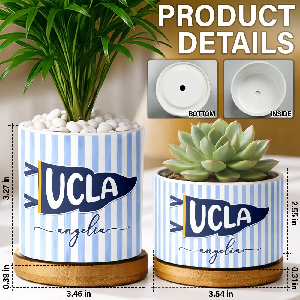 Back To School,Gift For Yourself,Proud,Warp Text - School Pennant Flag - Personalized Ceramic Plant Pot