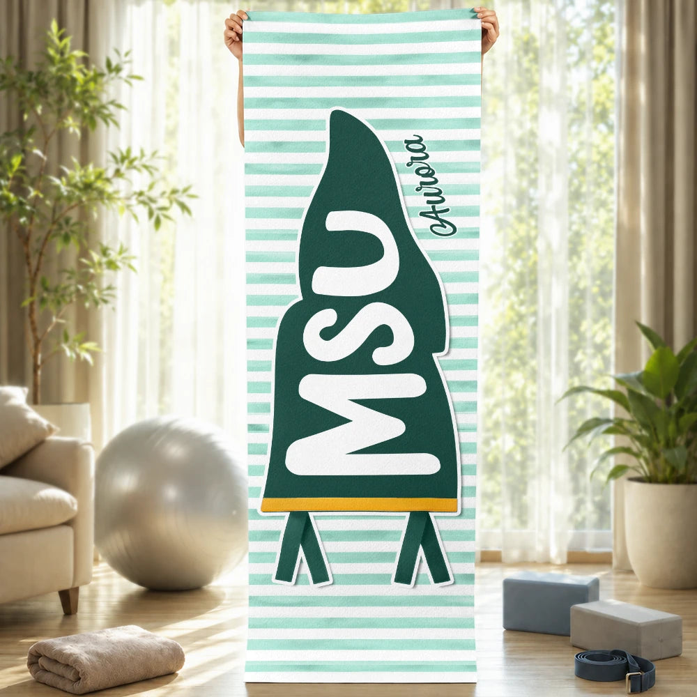 Back To School,Yoga,Proud,Warp Text - School Pennant Flag - Personalized Yoga Mat