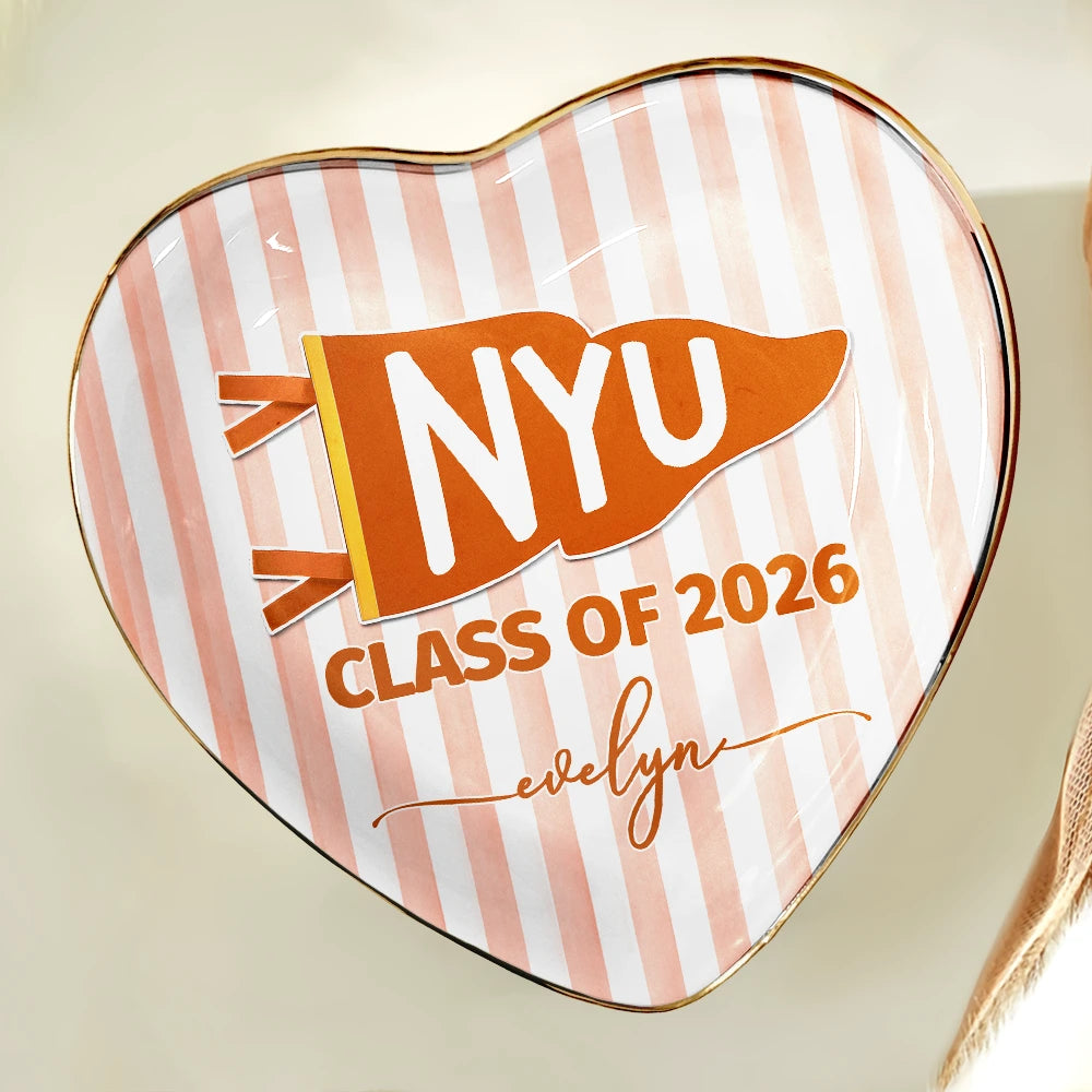 Graduation,Gift For Women,Top Market,Non-Eng,Warp Text,Special Font,Proud - School Pennant Flag Class Of - Personalized Ring Dish