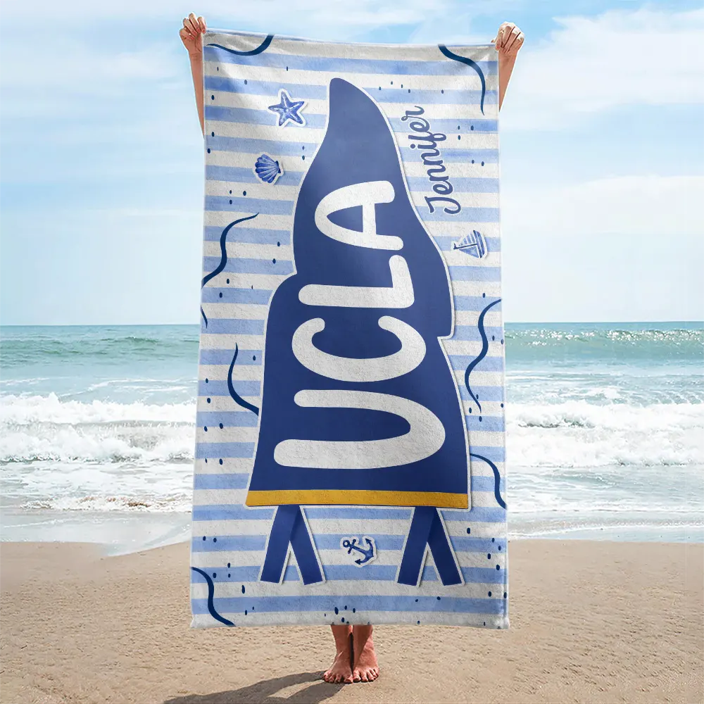 Graduation,Gift For Women,Gift For Bestie,Top Market,Warp Text,Adorable - School Pennant Flag Summer Graduation - Personalized Beach Towel