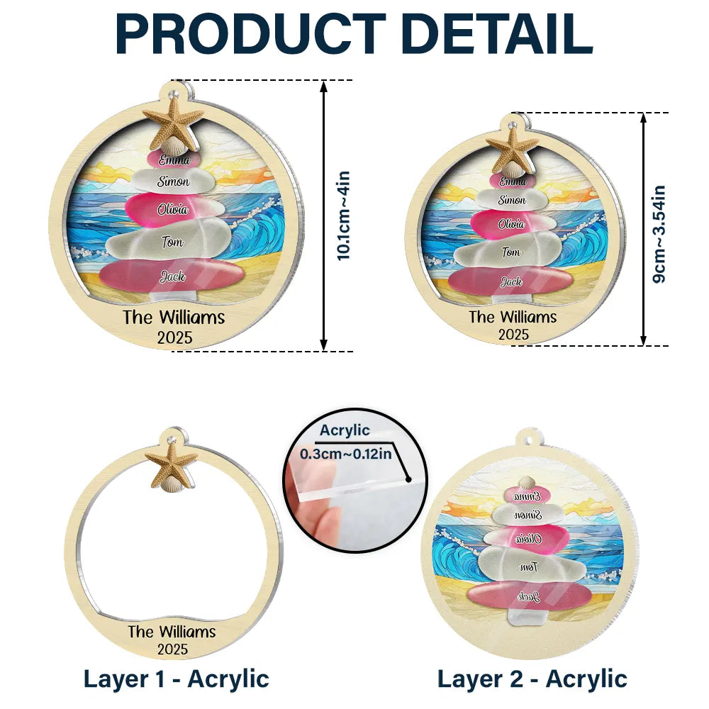 Gift For Couples,Gift For Husband,Gift For Wife,Gift For Boyfriend,Gift For Girlfriend,Parents,Gift For Mother,Gift For Grandpa,Gift For Father,Gift For Grandma,Family,Gift For Sibling,Gift For Sisters,Gift For Brothers,Gift For Bestie,Gifts For Colleagues,Christmas,Love - Sea Glass Christmas Tree - Personalized 2-Layered Acrylic Suncatcher Ornament