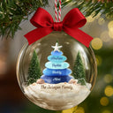 Family,Pet Lovers,Pet Mom,Pet Dad,Pet Couple,Dog Lovers,Dog Couple,Dog Mom,Dog Dad,Cat Lovers,Cat Mom,Cat Dad,Cat Couple,Happy,Single Mom,Single Dad,Gift For Grandpa,Gift For Grandma,Gift For Grandkids,Christmas - Sea Glass Family Beach Lovers - Personalized 3D Acrylic Ball Ornament