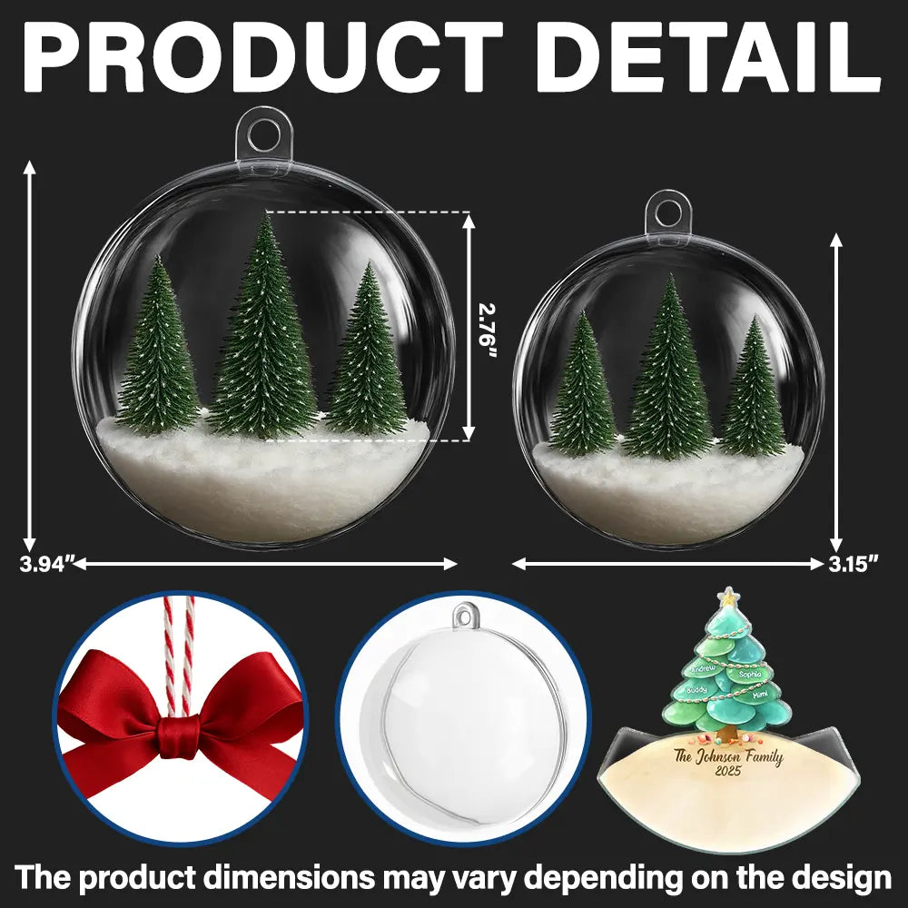 Family,Pet Lovers,Pet Mom,Pet Dad,Pet Couple,Dog Lovers,Dog Couple,Dog Mom,Dog Dad,Cat Lovers,Cat Mom,Cat Dad,Cat Couple,Happy,Single Mom,Single Dad,Gift For Grandpa,Gift For Grandma,Gift For Grandkids,Christmas - Sea Glass Family Christmas Tree - Personalized 3D Acrylic Ball Ornament