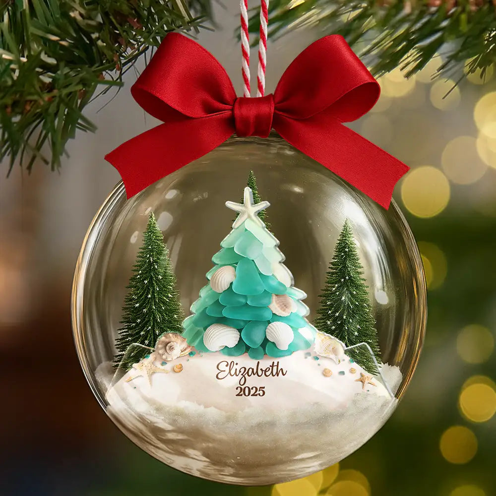 Gift For Yourself,Gift For Women,Gift For Men,Christmas,Happy - Sea Glass My Christmas Joy - Personalized 3D Acrylic Ball Ornament