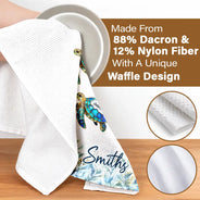 Family,Icon,Happy - Sea Turtle Happy Family - Personalized Kitchen Towel