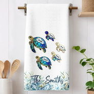 Family,Icon,Happy - Sea Turtle Happy Family - Personalized Kitchen Towel