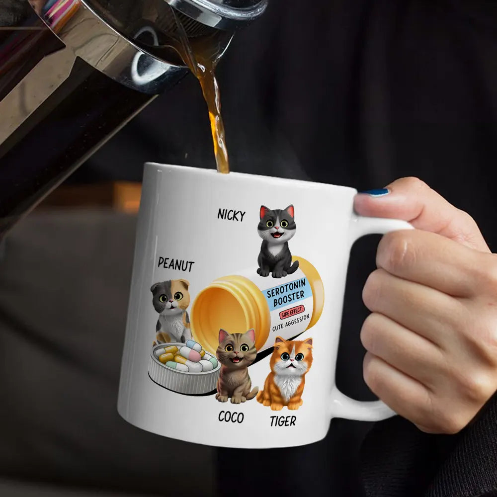Funny, Cat Lovers - Serotonin Booster Cat Lovers - Personalized Mug