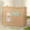 Beach, Gift For Yourself, Gift For Women, Happy - Shadow Monogram Girl By The Beach - Personalized Jute Beach Bag