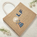 Beach, Gift For Yourself, Gift For Women, Happy - Shadow Monogram Girl By The Beach - Personalized Jute Beach Bag