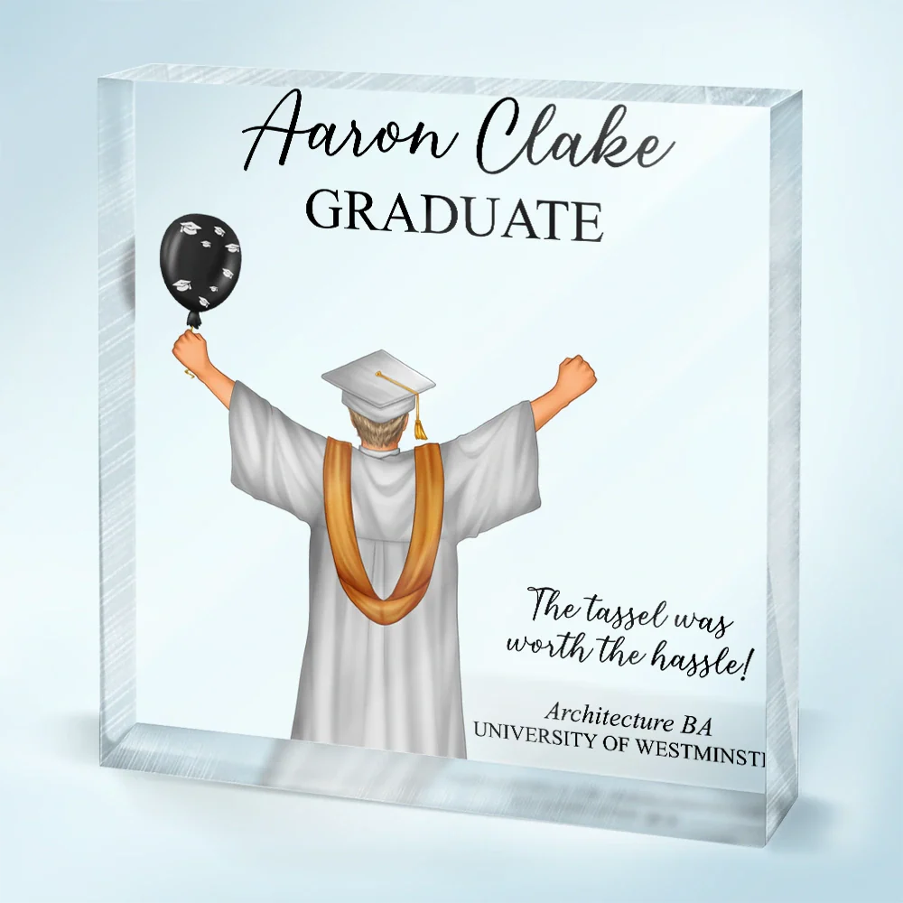 Graduation, Gift For Yourself, Happy - She Believed She Could - Personalized Square Shaped Acrylic Plaque